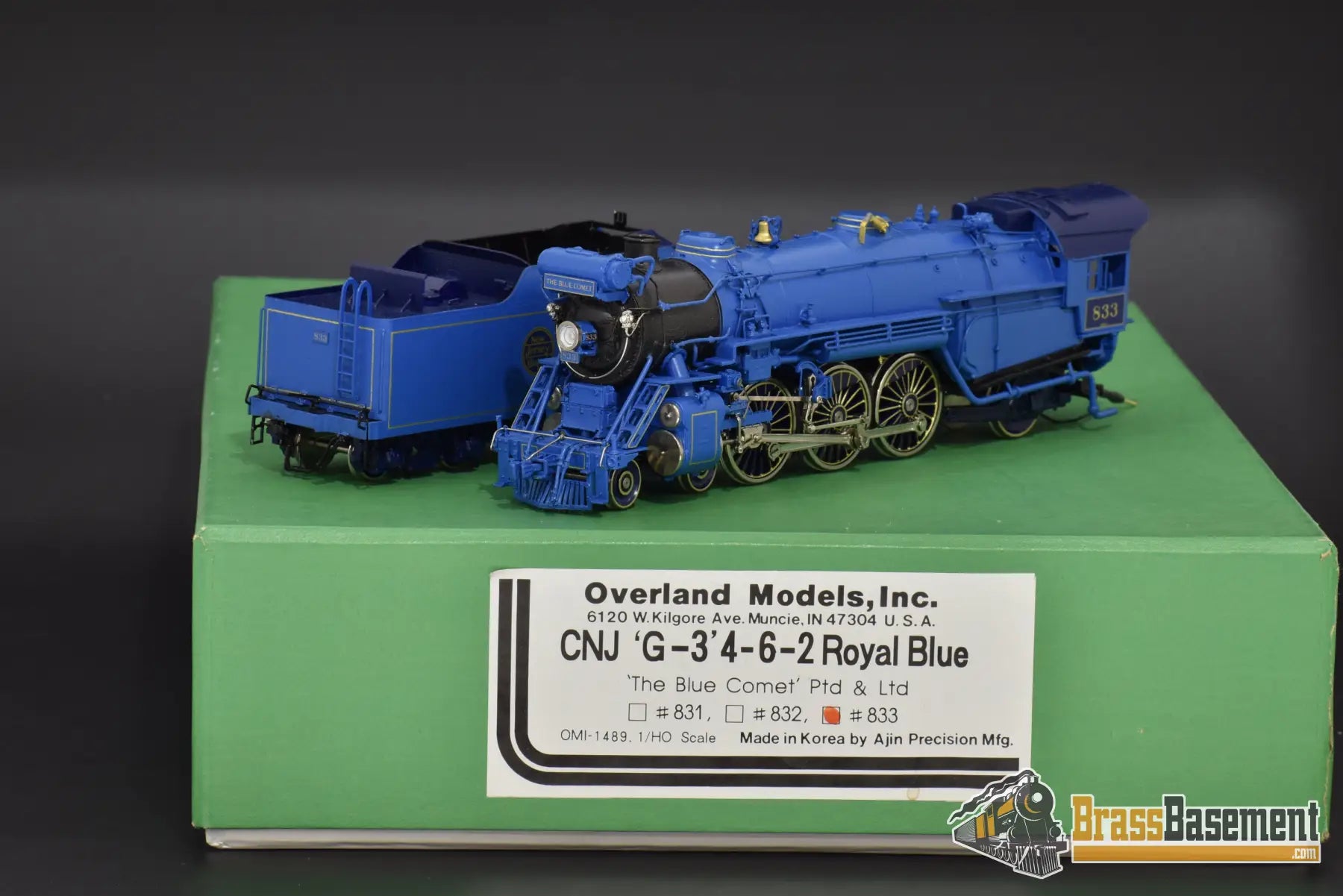 HO Brass - OMI 1489.1 CNJ G-3 Blue Comet 4-6-2 #833 - Professional DCC/Sound