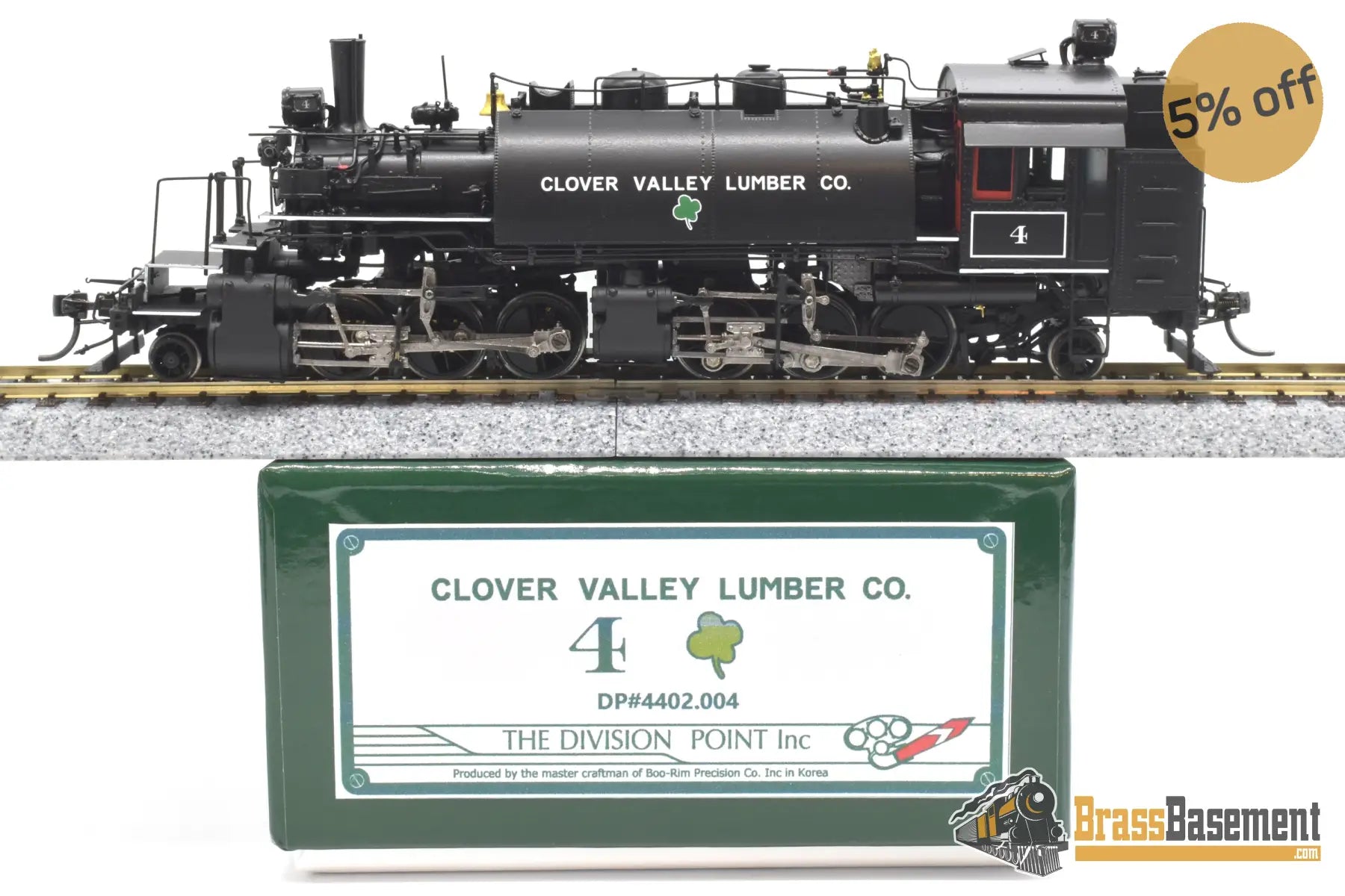 Ho Brass - Div Dp - 4402.004 Clover Valley Lumber Co. 2 - 6 - 6 - 2T #4 🍀 F/P New Steam