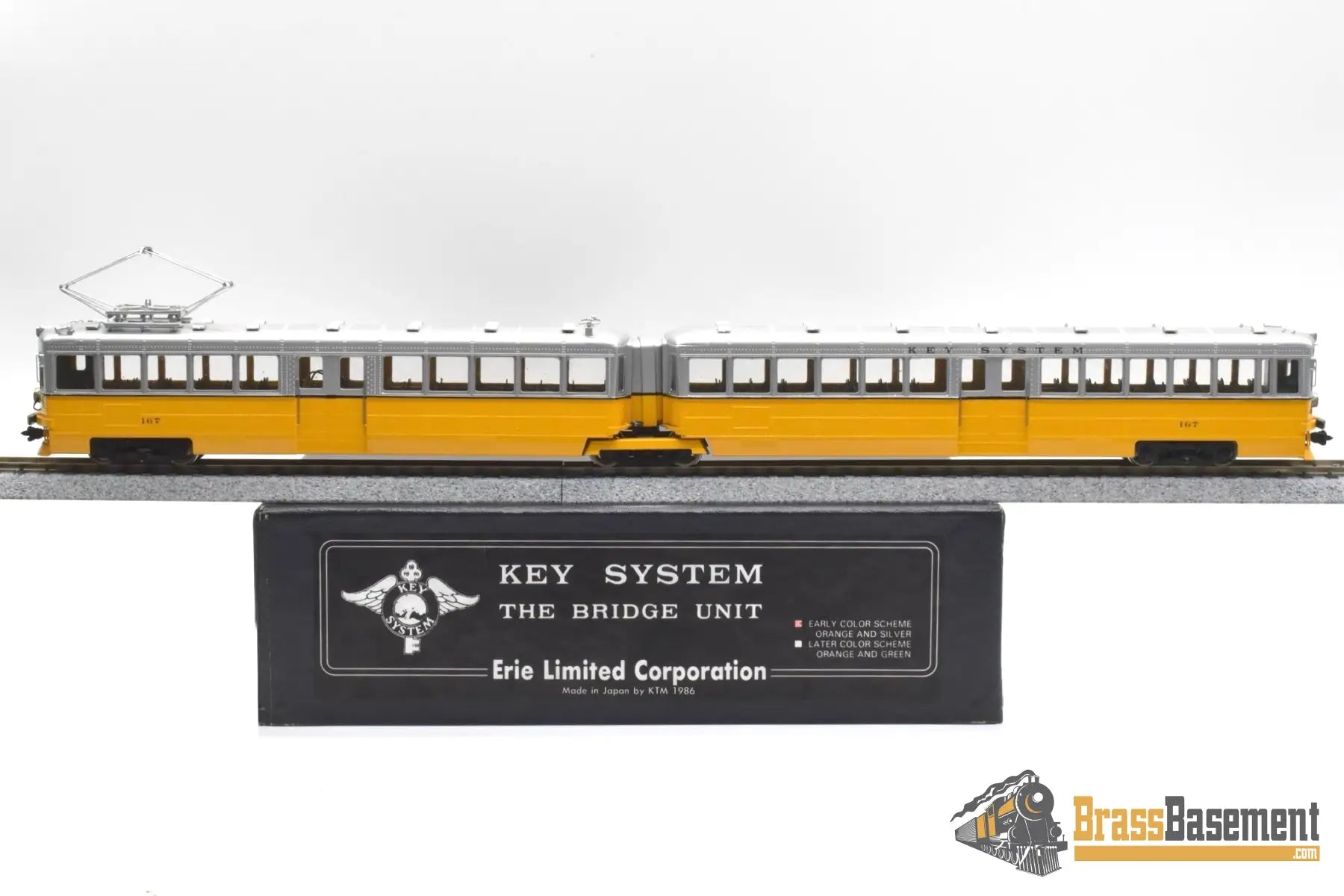 Ho Brass - Erie Limited Key System Bridge Unit Early Orange & Silver Scheme Runs Well Interurban