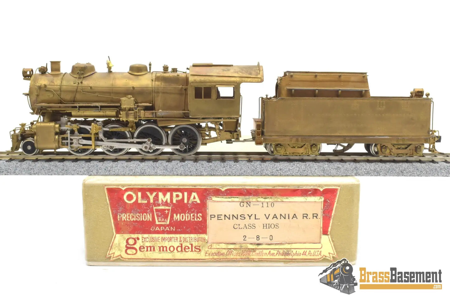 Ho Brass - Gem Models Gn - 110 Pennsylvania Prr 2 - 8 - 0 H10S Unpainted Tarnished Steam