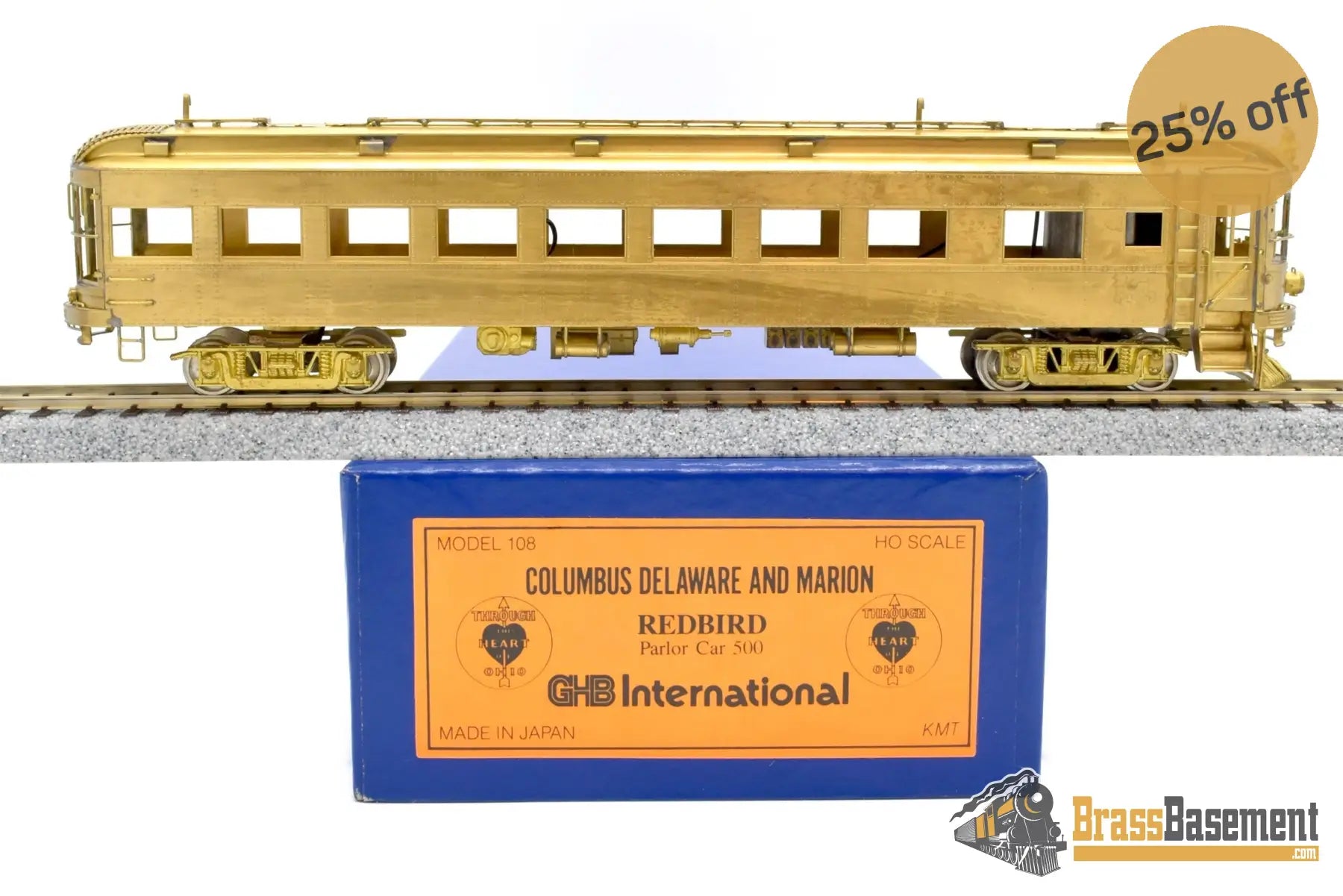 Ho Brass - Ghb Model 108 Columbus Delaware & Marion ‘Redbird’ Parlor Car #500 Motor Ceased