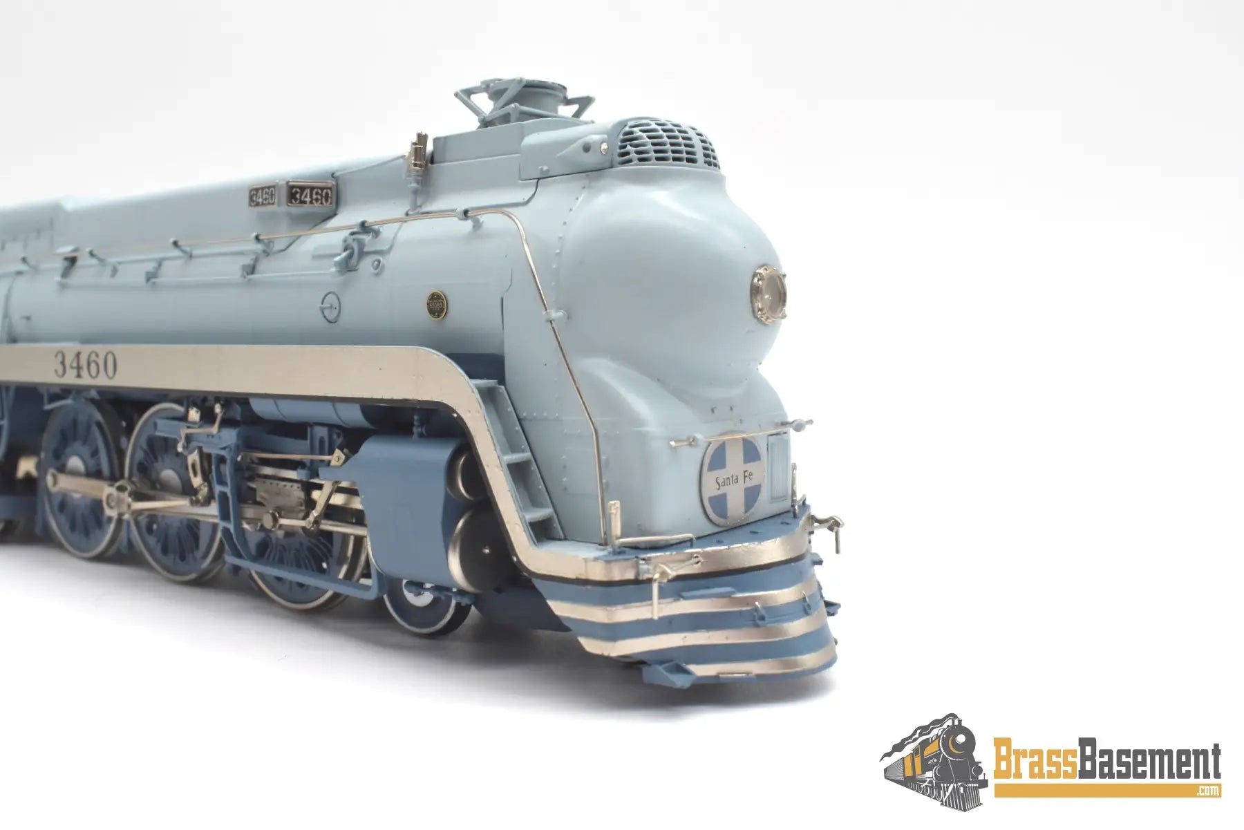 Ho Brass - Hallmark Atsf Santa Fe Blue Goose 4-6-4 #3460 Modified Skirts Samhongsa Fp Steam