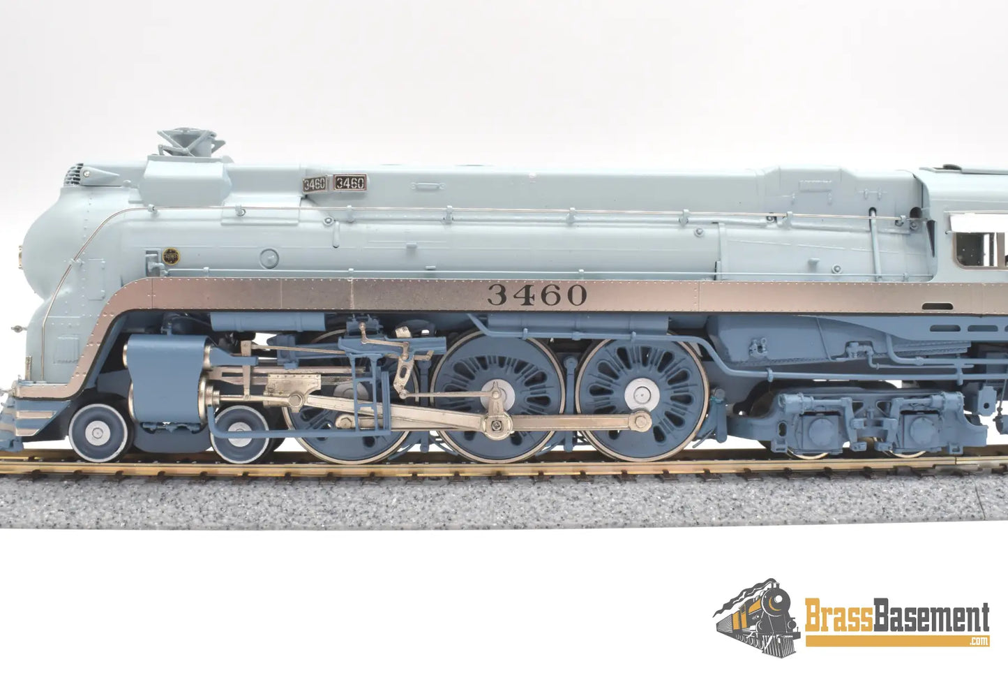 Ho Brass - Hallmark Atsf Santa Fe Blue Goose 4-6-4 #3460 Modified Skirts Samhongsa Fp Steam