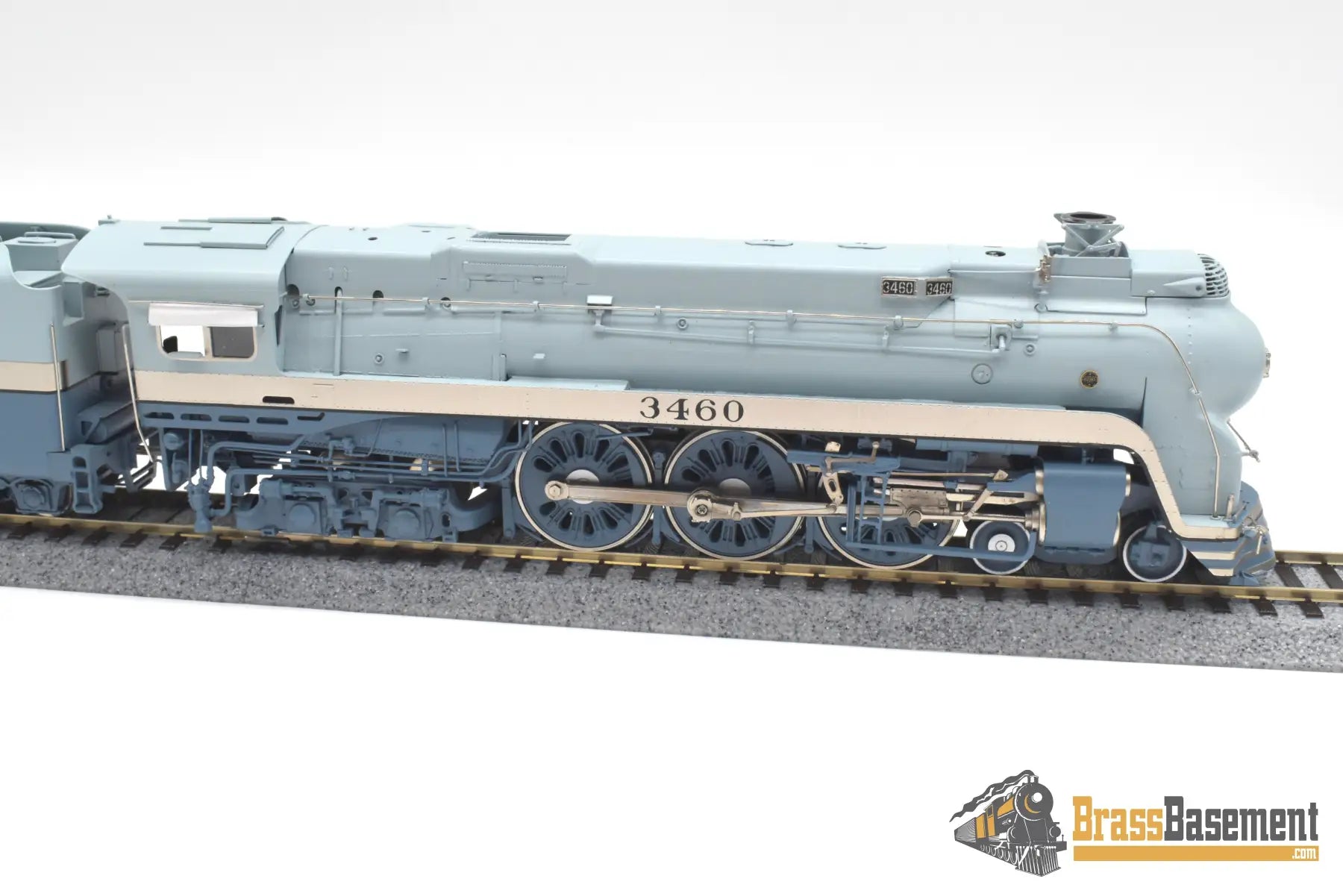 Ho Brass - Hallmark Atsf Santa Fe Blue Goose 4-6-4 #3460 Modified Skirts Samhongsa Fp Steam