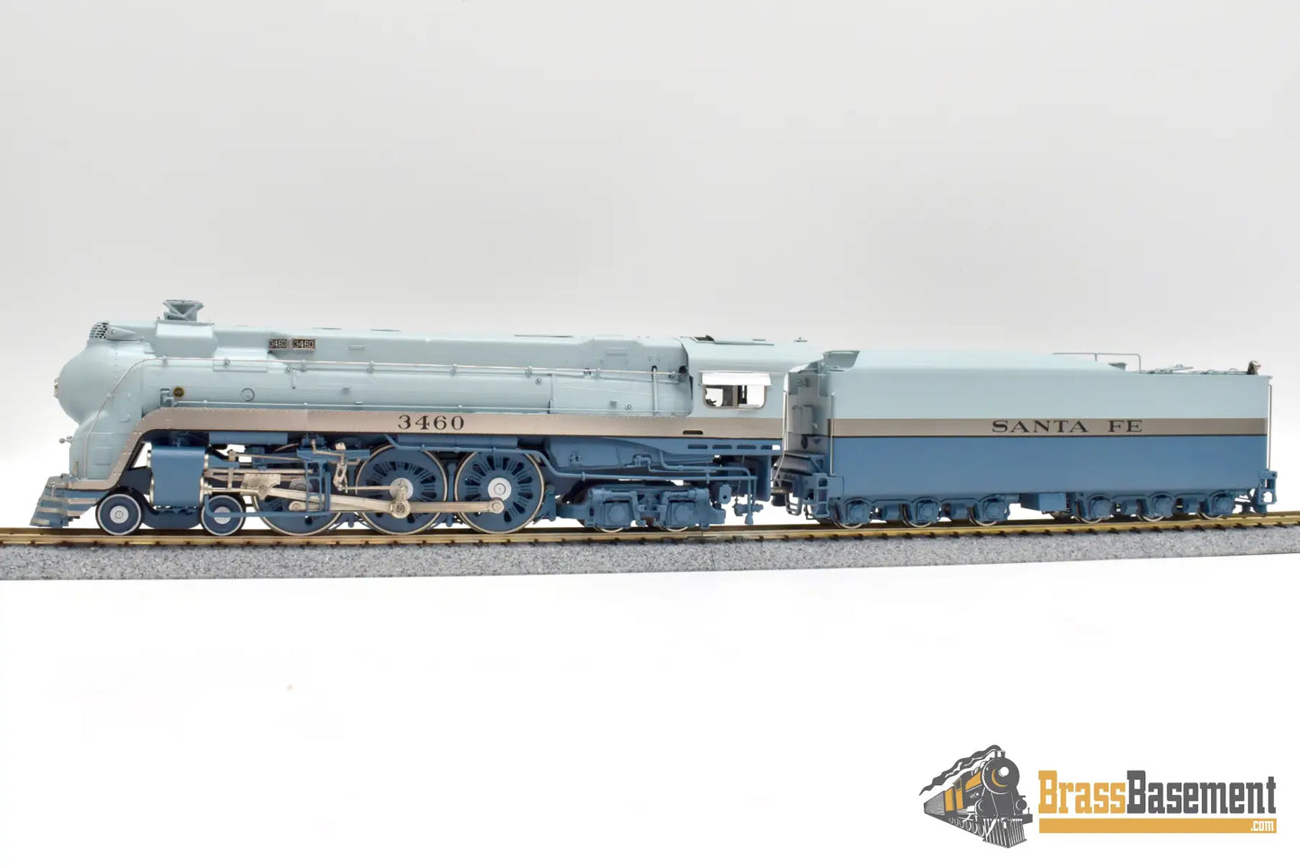 Ho Brass - Hallmark Atsf Santa Fe Blue Goose 4-6-4 #3460 Modified Skirts Samhongsa Fp Steam