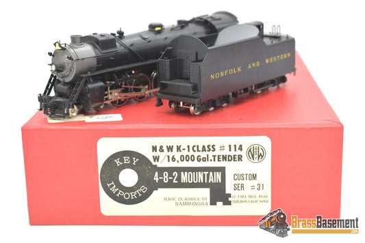 Ho Brass - Key Imports N&W Norfolk & Western K - 1 4 - 8 - 2 #114 W/ 16000G Tender Custom Series