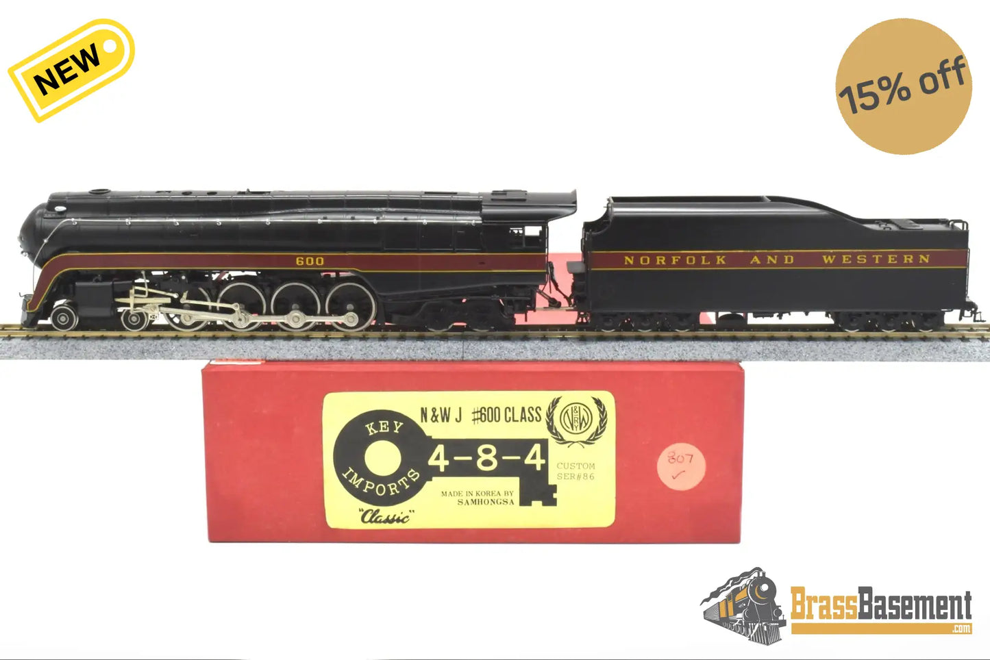 Ho Brass - Key Imports Norfolk & Western N&W J 4-8-4 #600 C/S #86 F/P Nice Steam