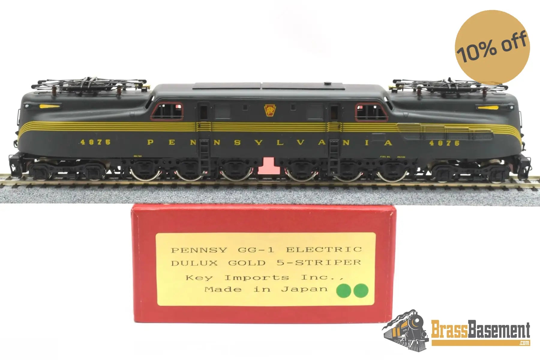 Ho Brass - Key Imports Prr Pennsylvania Railroad Gg1 Electric #4875 5 Stripe Runs Well