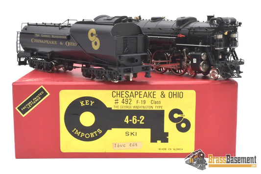 Ho Brass - Key Ski Chesapeake & Ohio C&O F - 19 4 - 6 - 2 Pacific #492 Elesco Fwh F/P Steam