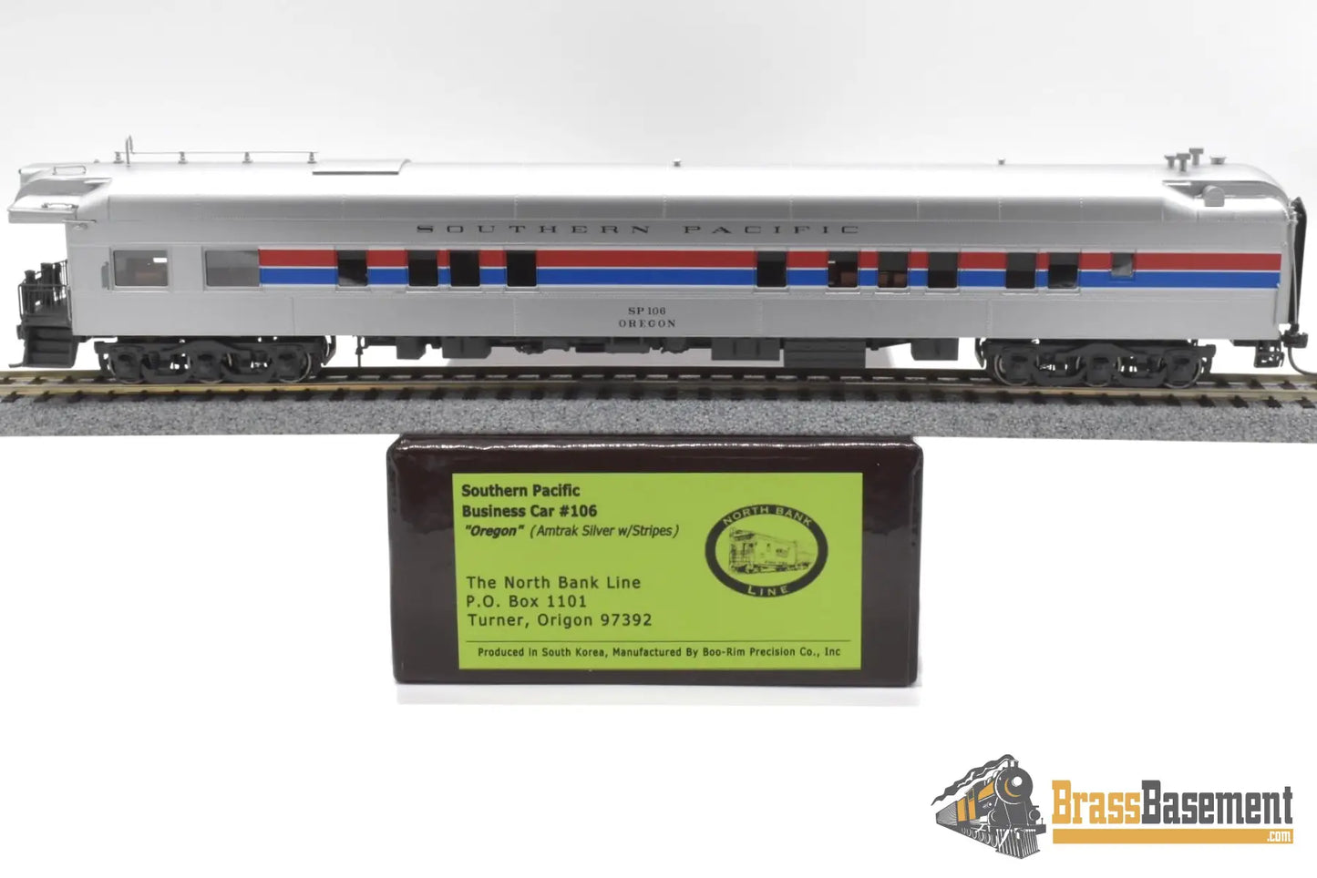 Ho Brass - Nbl Sp Business Car #106 ’Oregon’ 1975 - 1982 Era Version 1E Fp (Amtrak) Silver W/