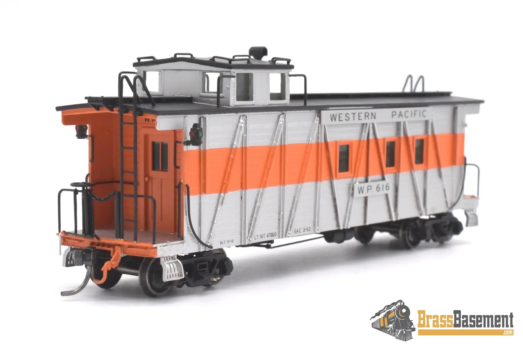 Ho Brass - North Bank Line Nbl Western Pacific Wp Caboose #616 Fp Orange/Silver Recessed End