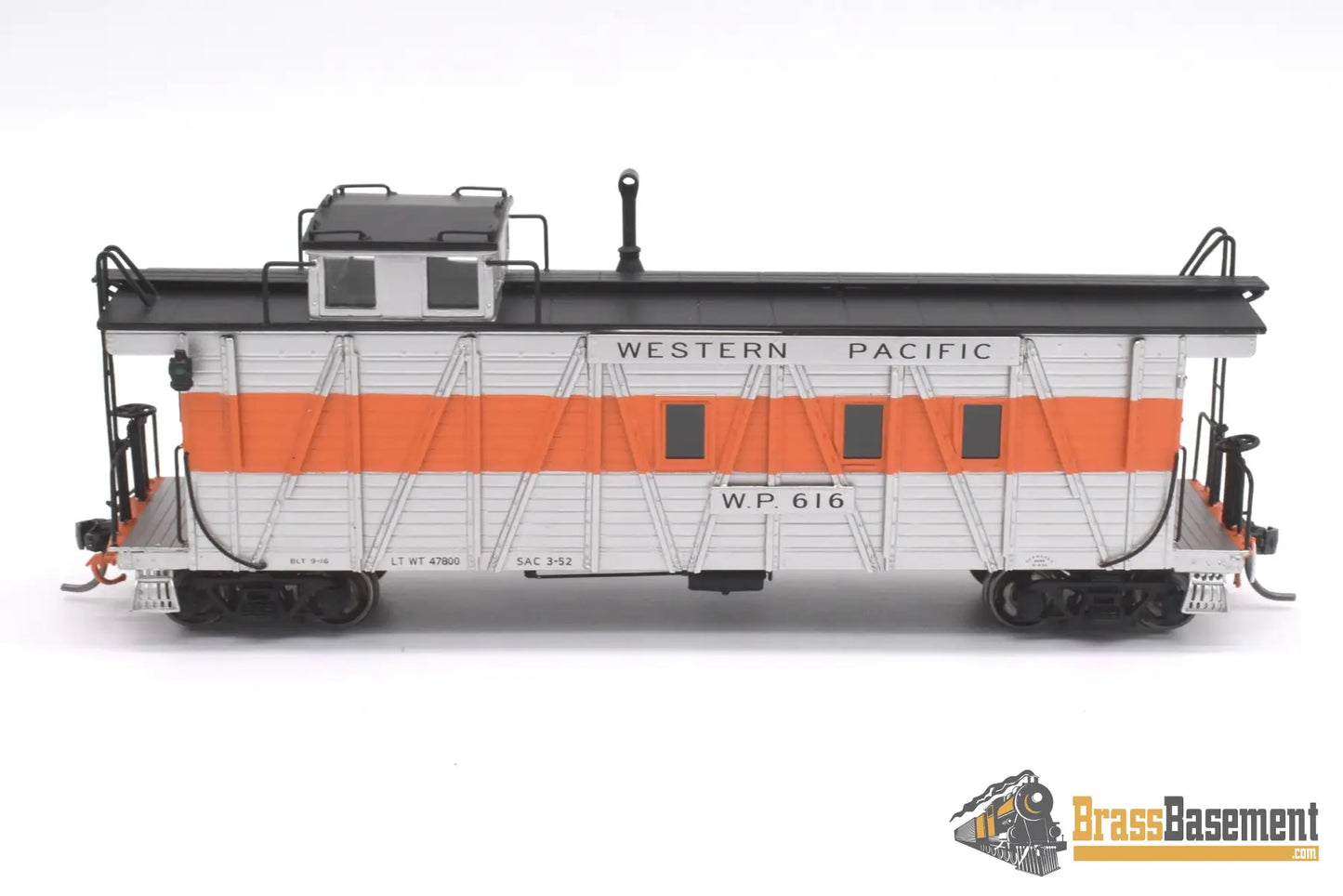 Ho Brass - North Bank Line Nbl Western Pacific Wp Caboose #616 Fp Orange/Silver Recessed End