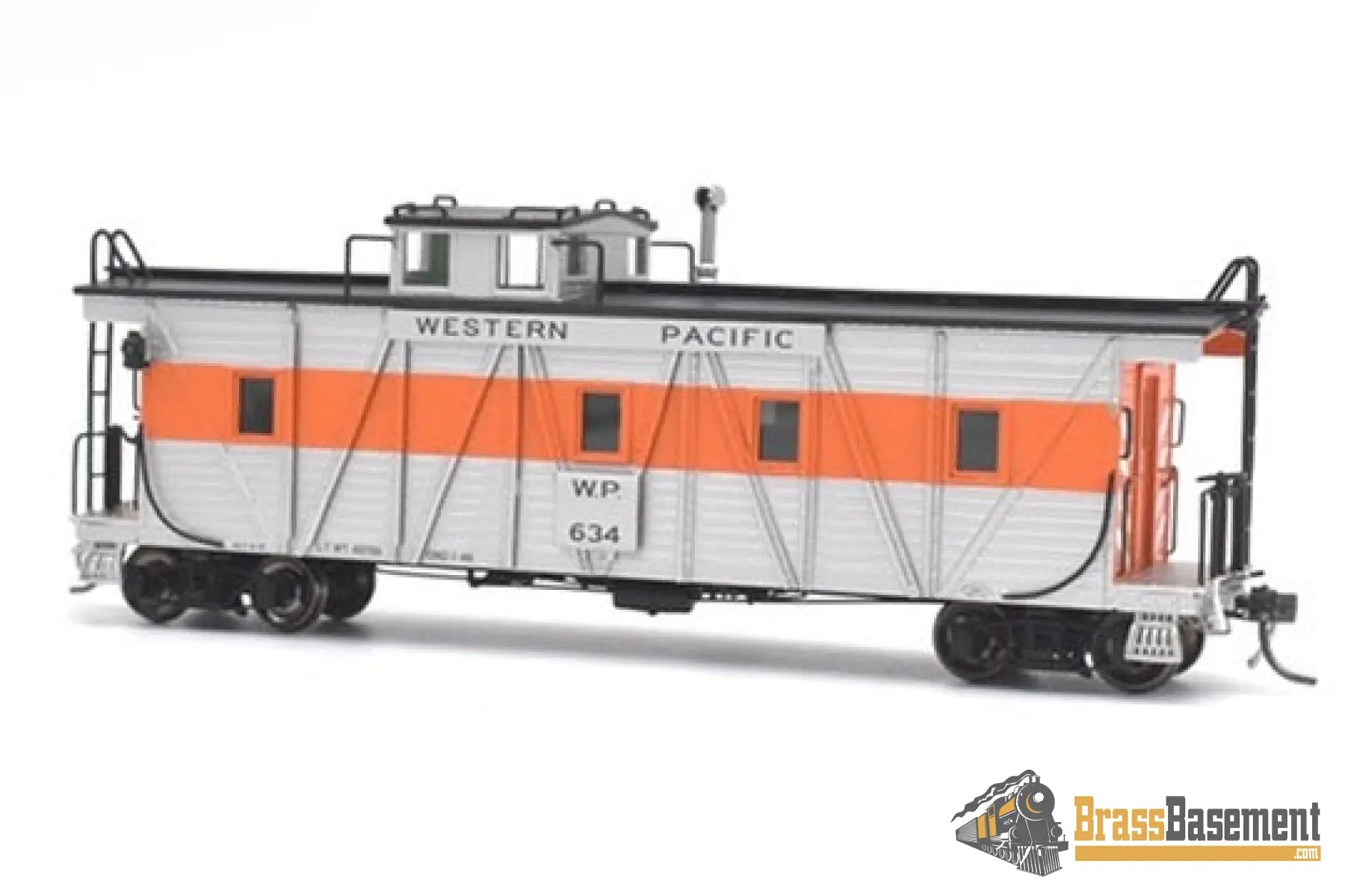 Ho Brass - North Bank Line Nbl Western Pacific Wp Caboose #634 Fp Orange / Silver