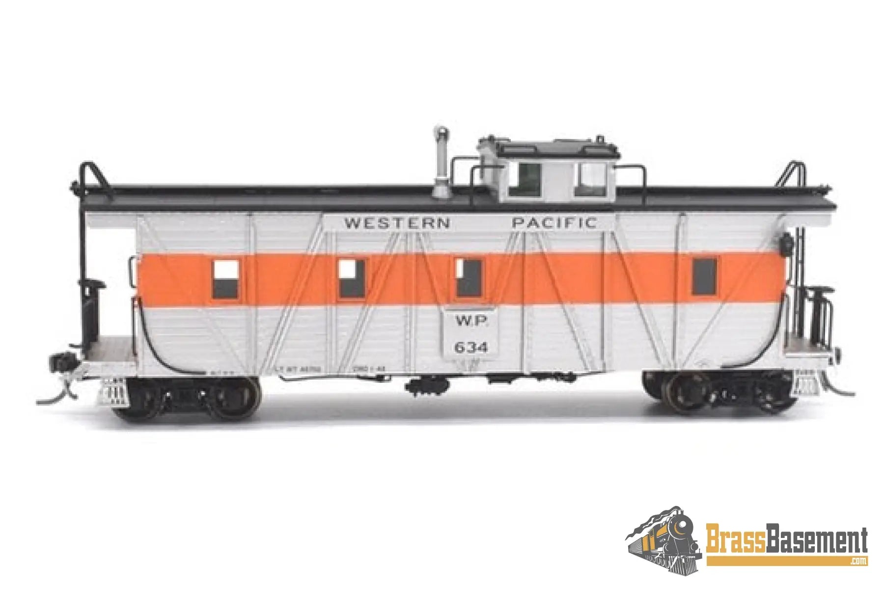 Ho Brass - North Bank Line Nbl Western Pacific Wp Caboose #634 Fp Orange / Silver