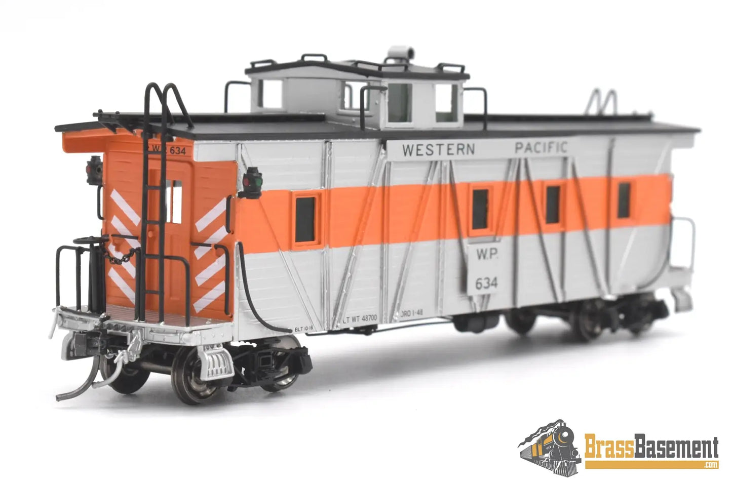 Ho Brass - North Bank Line Nbl Western Pacific Wp Caboose #634 Fp Orange / Silver