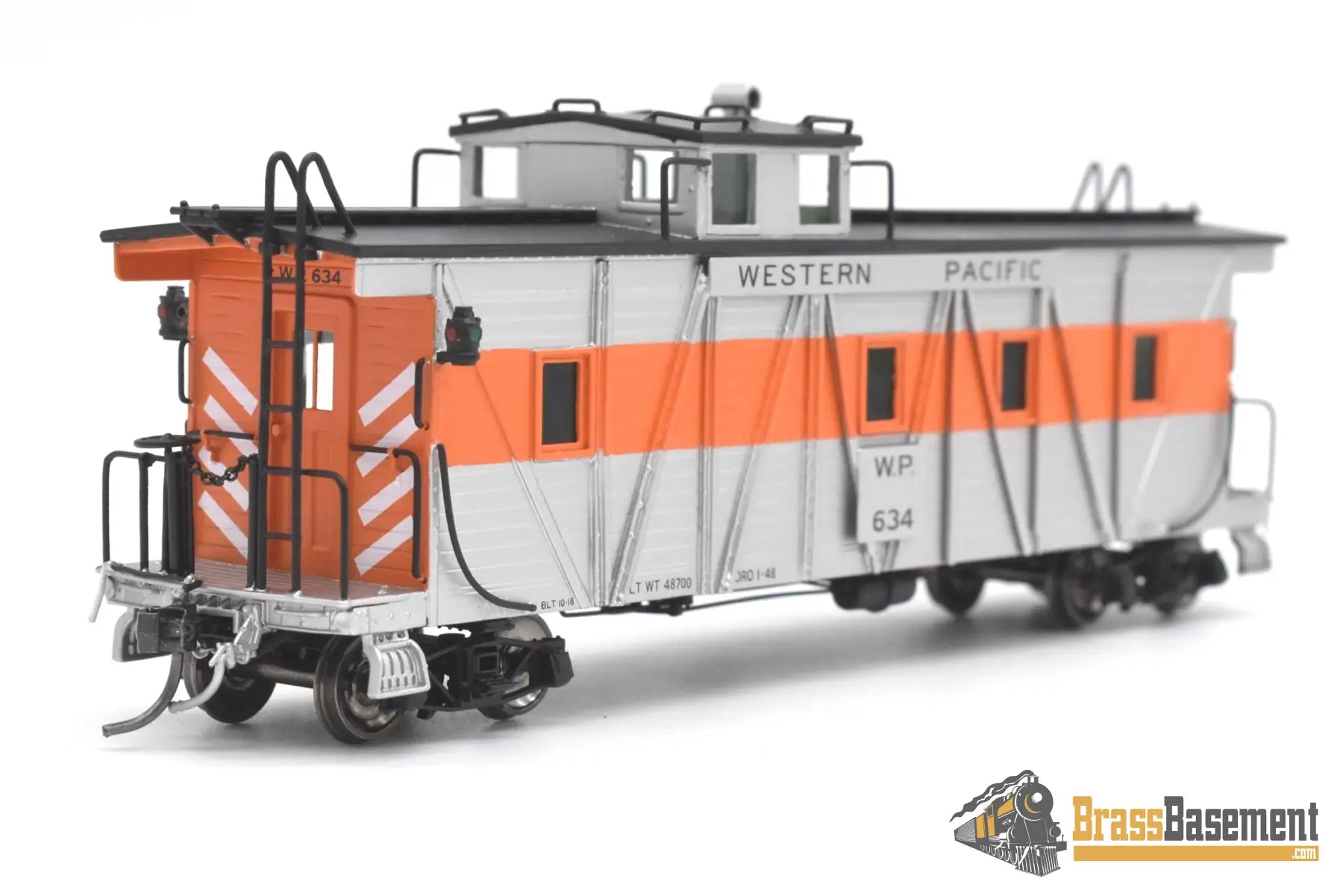 Ho Brass - North Bank Line Nbl Western Pacific Wp Caboose #634 Fp Orange / Silver