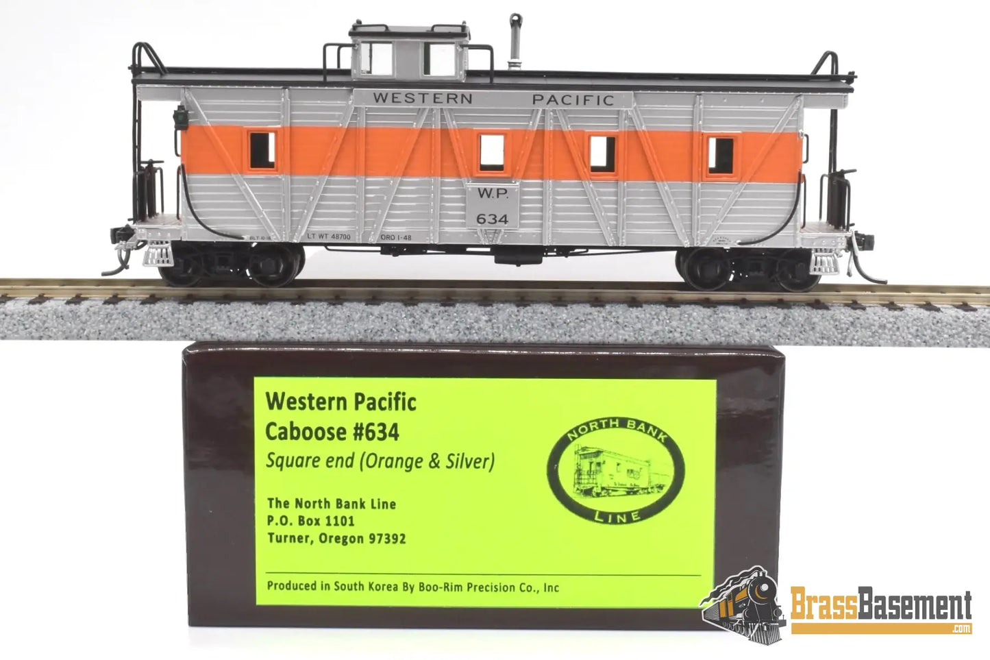 Ho Brass - North Bank Line Nbl Western Pacific Wp Caboose #634 Fp Orange / Silver