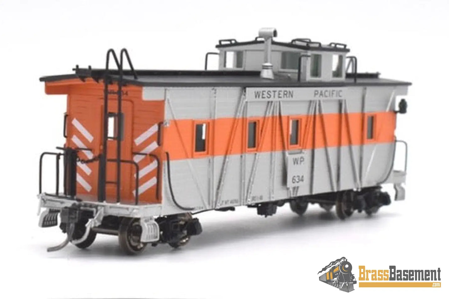 Ho Brass - North Bank Line Nbl Western Pacific Wp Caboose #634 Fp Orange / Silver