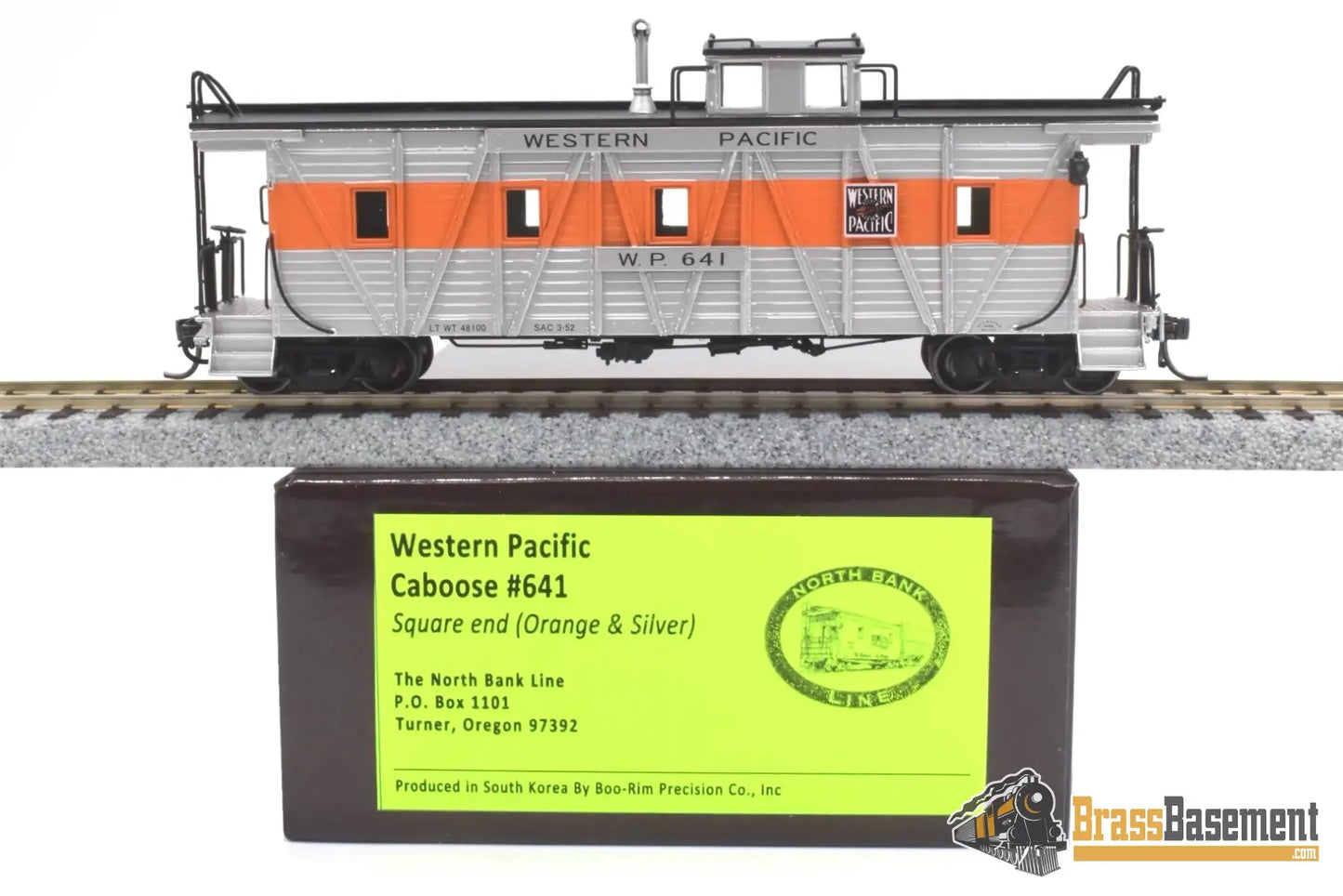 Ho Brass - North Bank Line Nbl Western Pacific Wp Caboose #641 Fp Orange / Silver