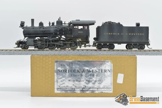 Ho Brass - Nwsl Norfolk & Western W - 2 2 - 8 - 0 W/ Baker Valve Nice Paint Steam