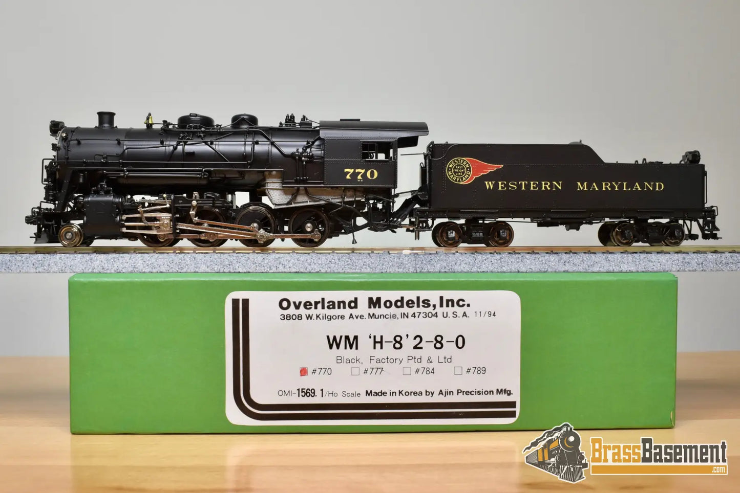 Ho Brass - Omi 1569.1 Wm Western Maryland H-8 2-8-0 Consolidation #770 F/P Fireball Steam