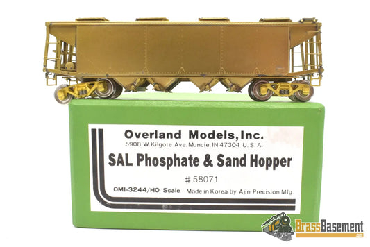 Ho Brass - Omi 3244 Seaboard Air Line Phosphate & Sand Covered Hopper #58071 Unpainted Freight