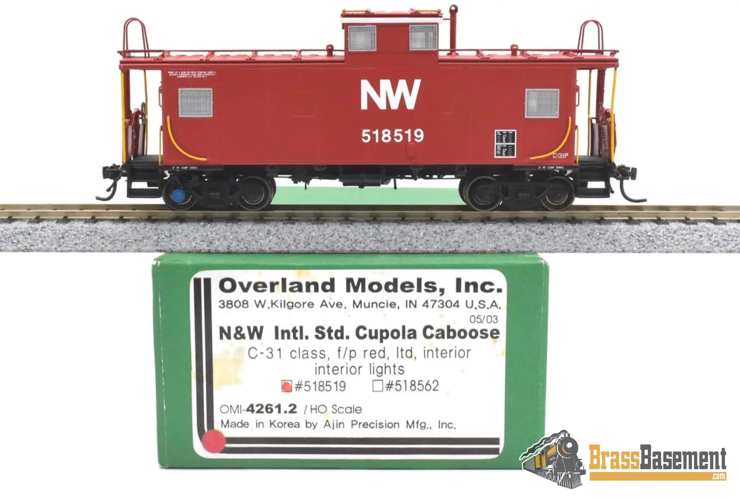 Ho Brass - Omi 4261.2 N&W Norfolk & Western International W-V Caboose #518519 Fp Red 2003