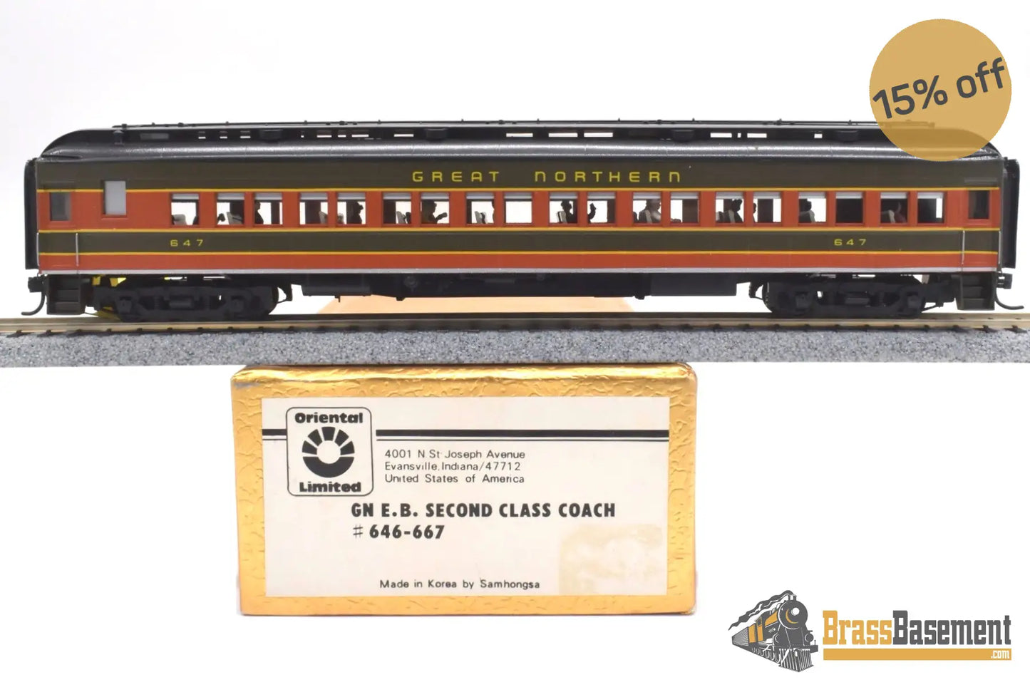 Ho Brass - Oriental Limited Great Northern Empire Builder Second Class Coach #647 Pro Custom &