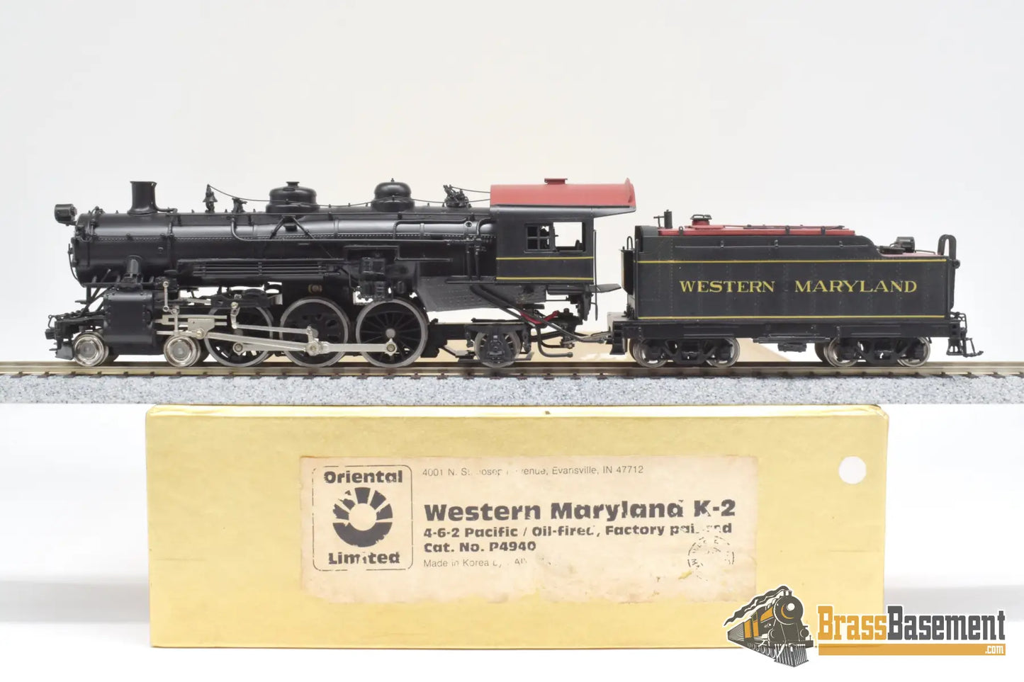 Ho Brass - Ortl P4940 Western Maryland Wm 4-6-2 K-2 Pacific Factory Painted Oil Version Steam