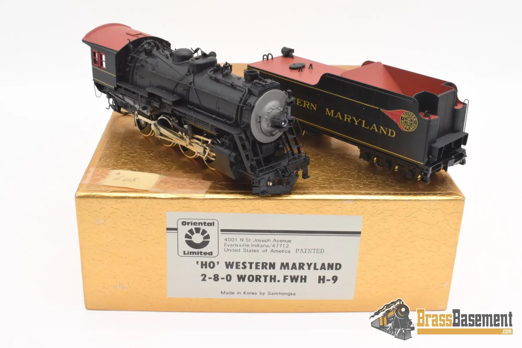 Ho Brass - Ortl Western Maryland Wm 2-8-0 H-9 Worthington Fwh Factory Painted Steam