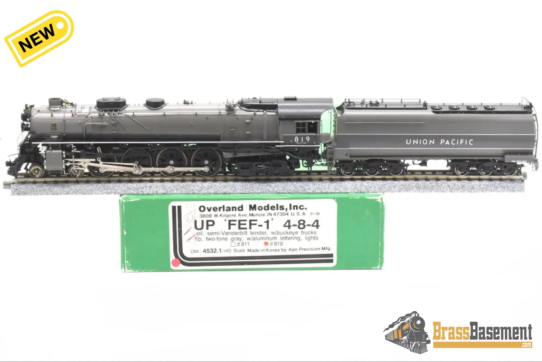 Ho Brass - Overland Omi 4532.1 Union Pacific Fef- 1 #819 Grayhound Mint F/P Steam