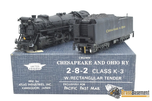 Ho Brass - Pfm United Crown Chesapeake & Ohio K - 3 2 - 8 - 2 W/ Rectangle Tender Custom Paint Steam