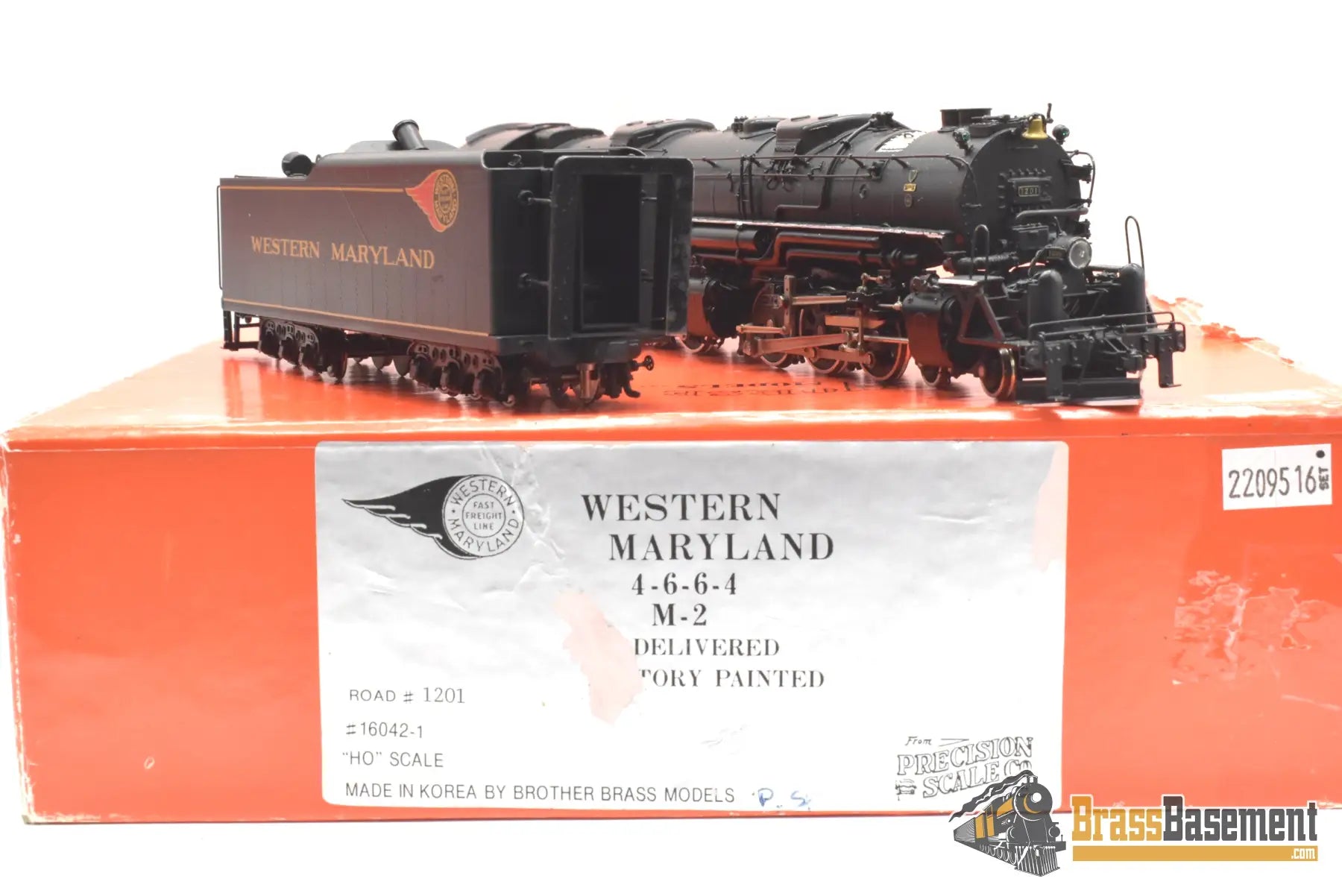 Ho Brass - Psc 16042-1 Western Maryland Wm M-2 4-6-6-4 #1201 Factory Painted Steam