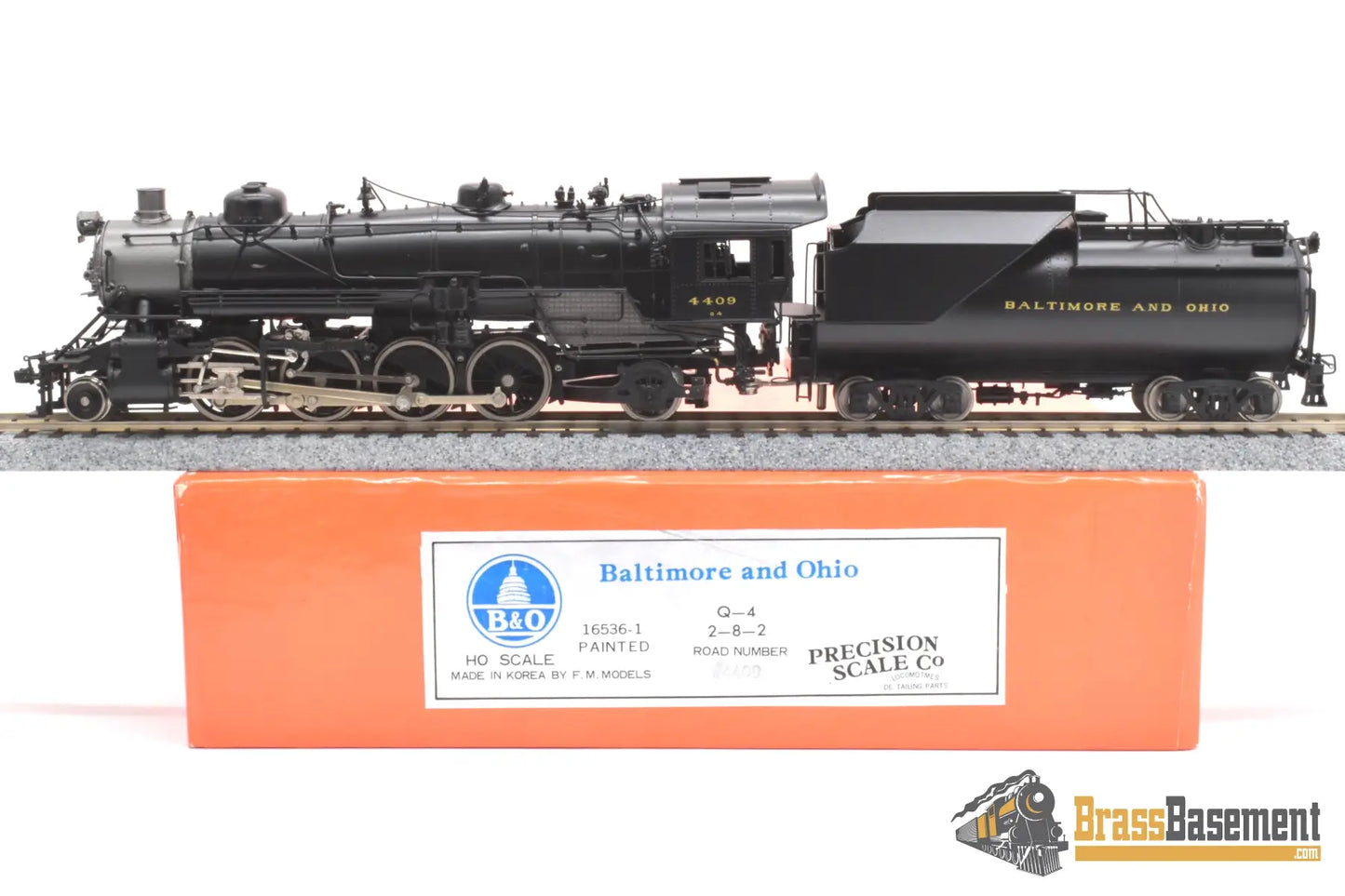 Ho Brass - Psc 16536-1 B&O Baltimore & Ohio 2-8-2 Q-4 #4409 Vanderbilt Tender F/P Mint Steam