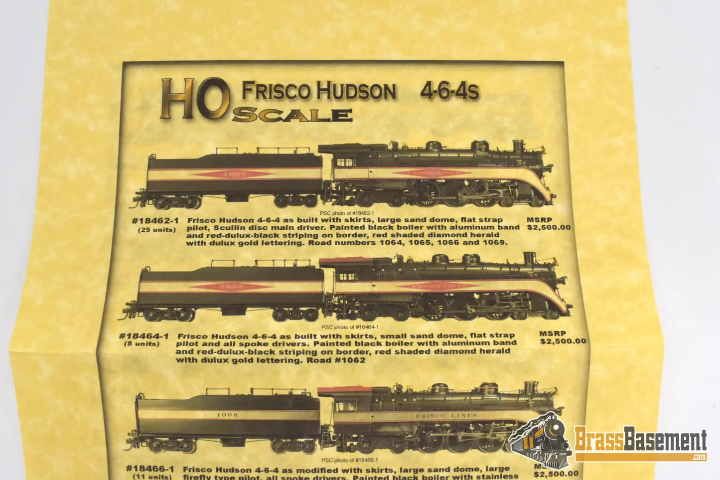 Ho Brass - Psc 18462.1 Slsf Frisco Streamlined 4-6-4 Hudson Diamond Logo Silver Bands C7 + Steam