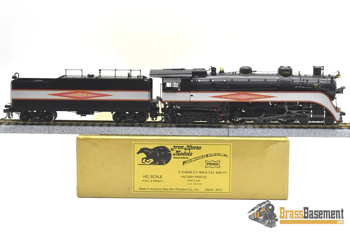 Ho Brass - Psc 18462.1 Slsf Frisco Streamlined 4-6-4 Hudson Diamond Logo Silver Bands C7 + Steam