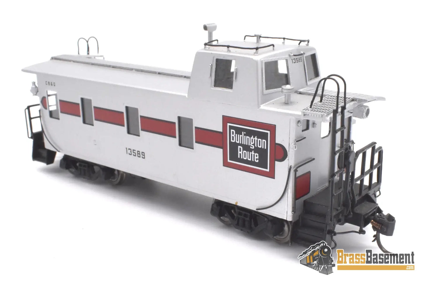 Ho Brass - Railway Classics Burlington Cb&Q Ne-12 Steel Caboose #13589 Streamlined Silver-Red As Is