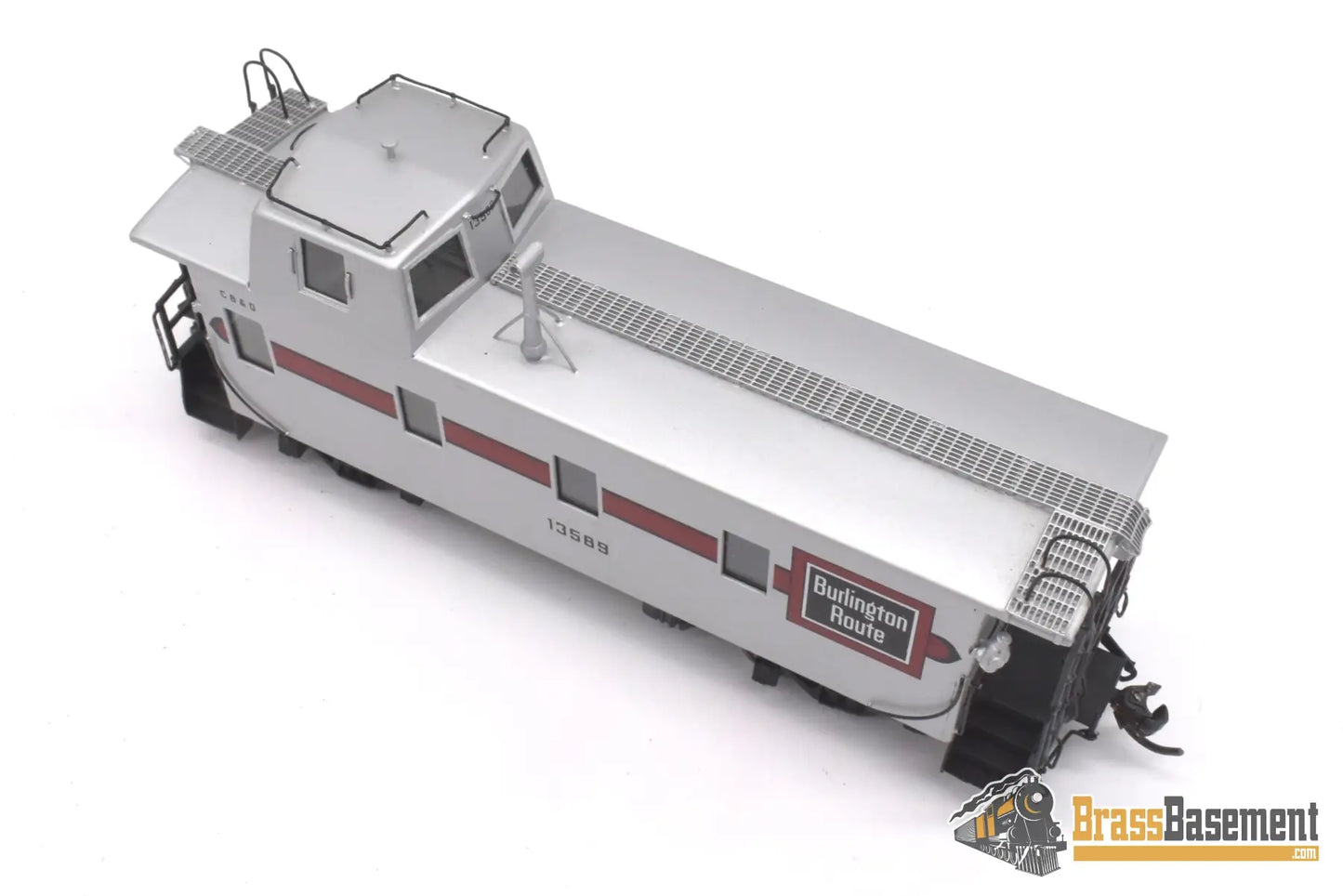 Ho Brass - Railway Classics Burlington Cb&Q Ne-12 Steel Caboose #13589 Streamlined Silver-Red As Is