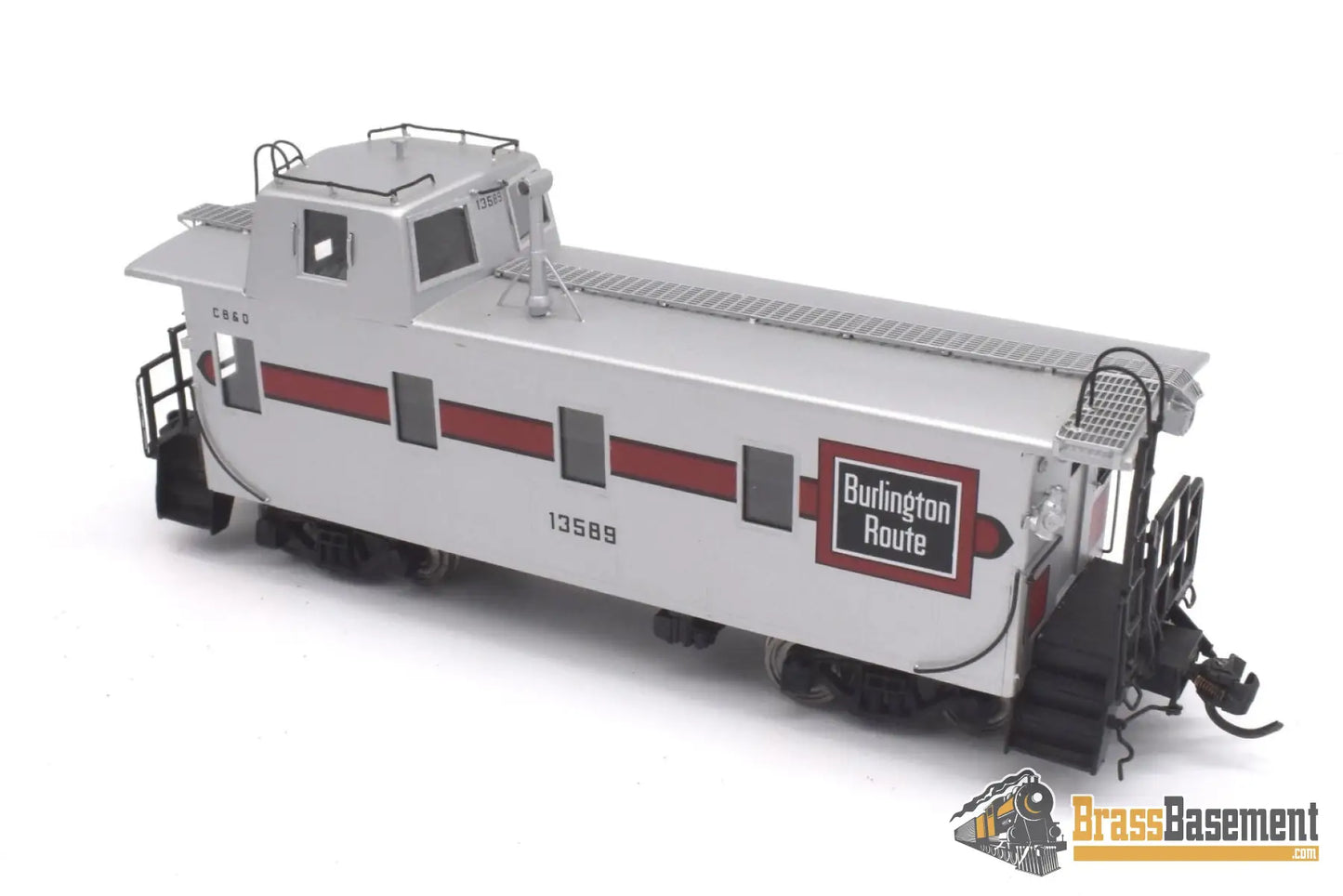 Ho Brass - Railway Classics Burlington Cb&Q Ne-12 Steel Caboose #13589 Streamlined Silver-Red As Is