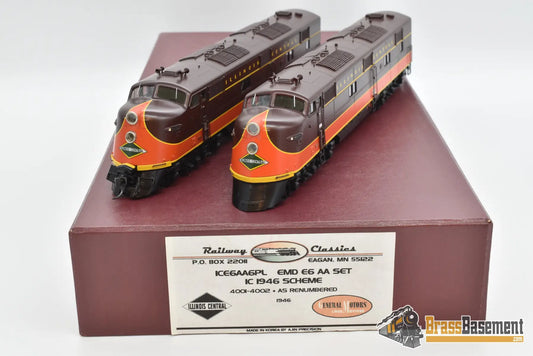 Ho Brass - Railway Classics Ice6Aa6Pl Illinois Central E6 Aa Set 1946 Scheme Diesel