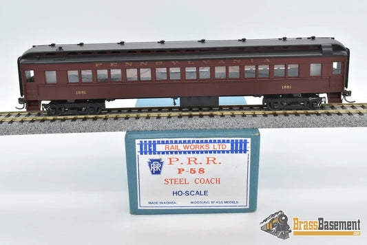 Ho Brass - Railworks Pennsylvania Railroad Prr P58 Steel Coach #1651 Custom Paint Passenger