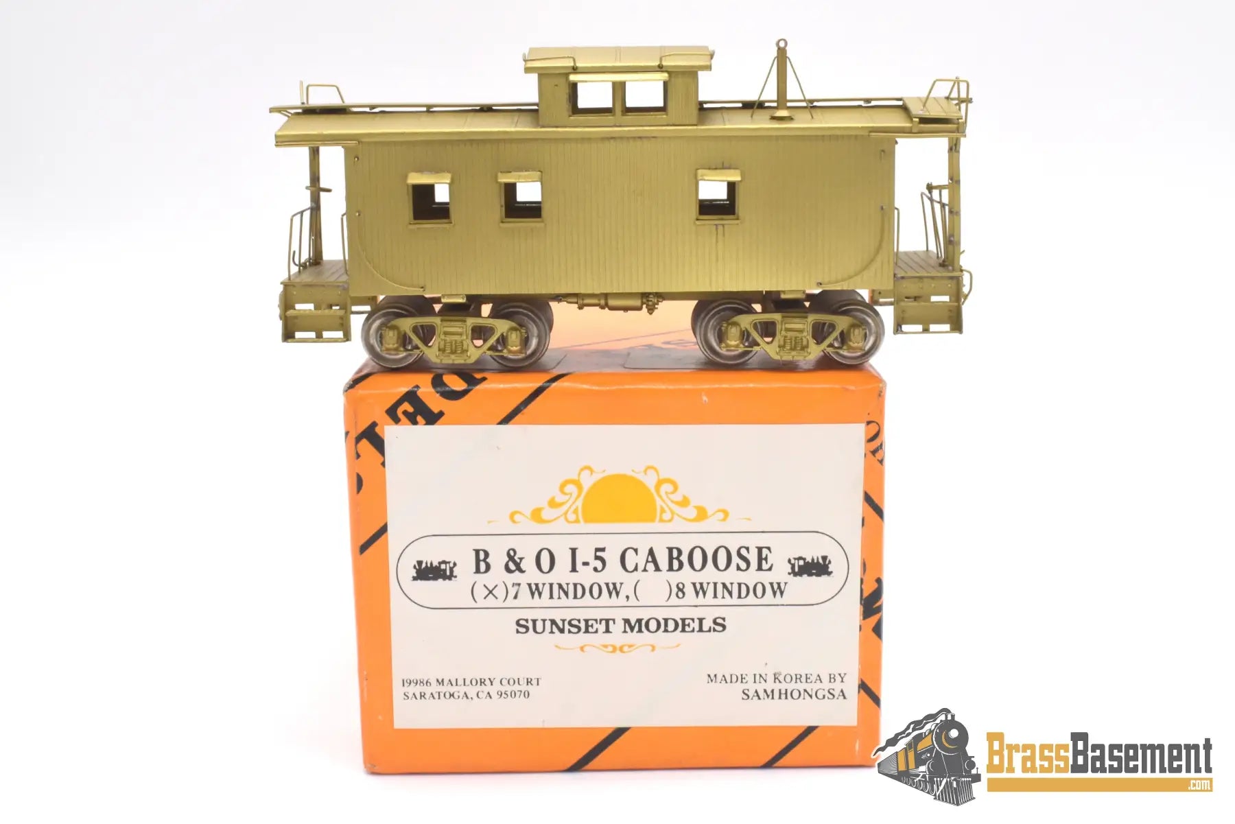 Ho Brass - Sunset Models Baltimore & Ohio B&O I-5 Wood Caboose Unpainted 7 Window