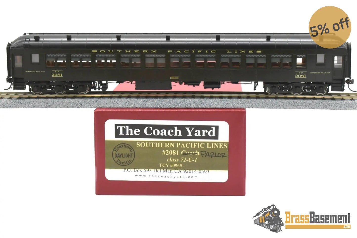 Ho Brass - Tcy 0965 Southern Pacific Lines Spl #2081 Parlor 72 - C - 1 Full Interior Passenger