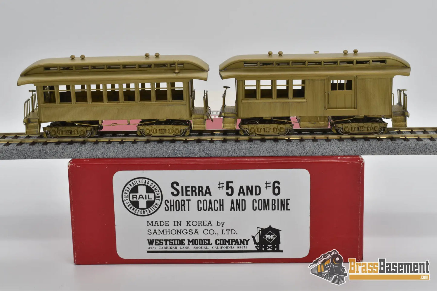 Ho Brass - Westside Sierra Railroad Coach And Combine Set Mint Passenger