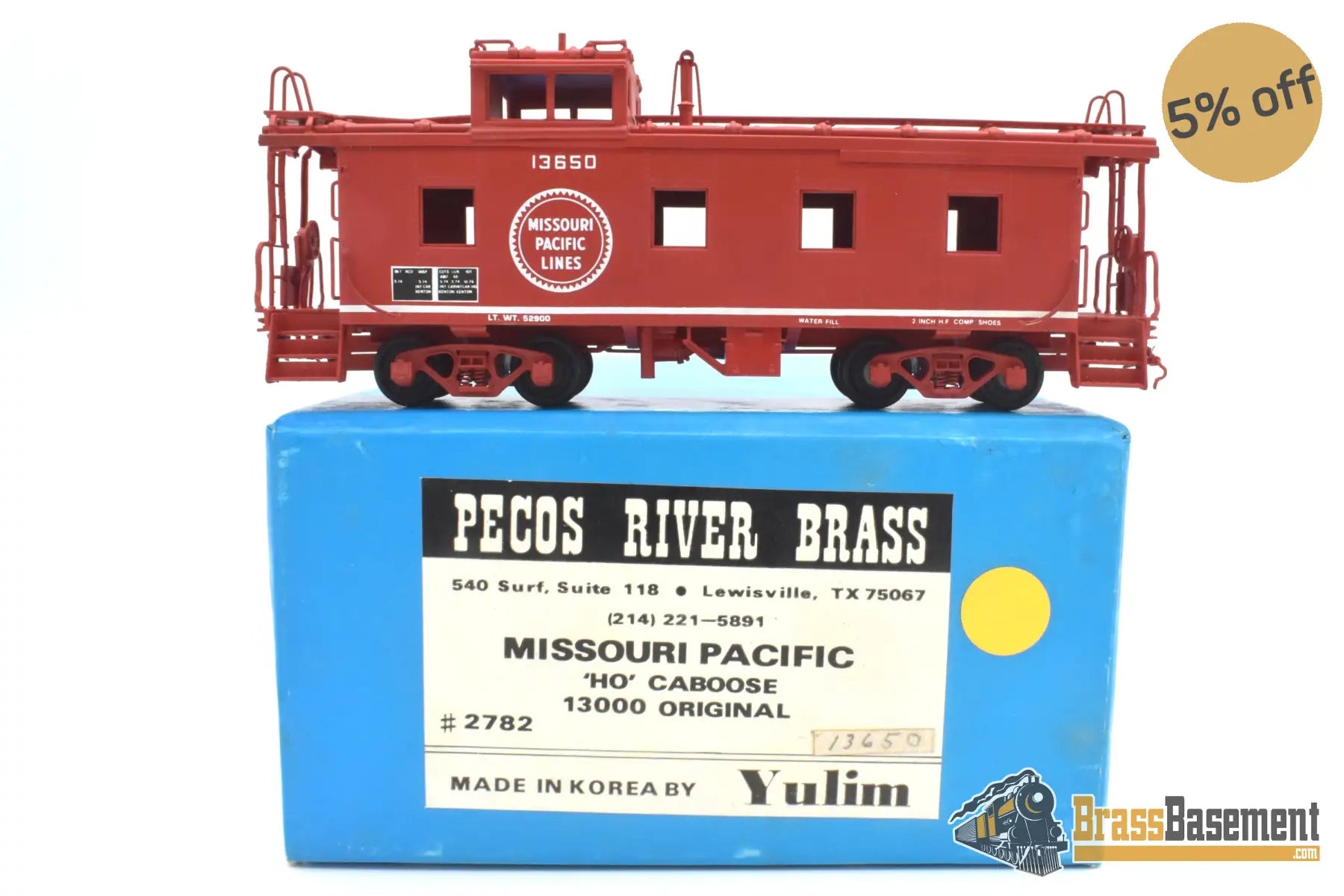 Ho - Pecos River Brass Missouri Pacific Mp Caboose #13650 Cp Red Passenger