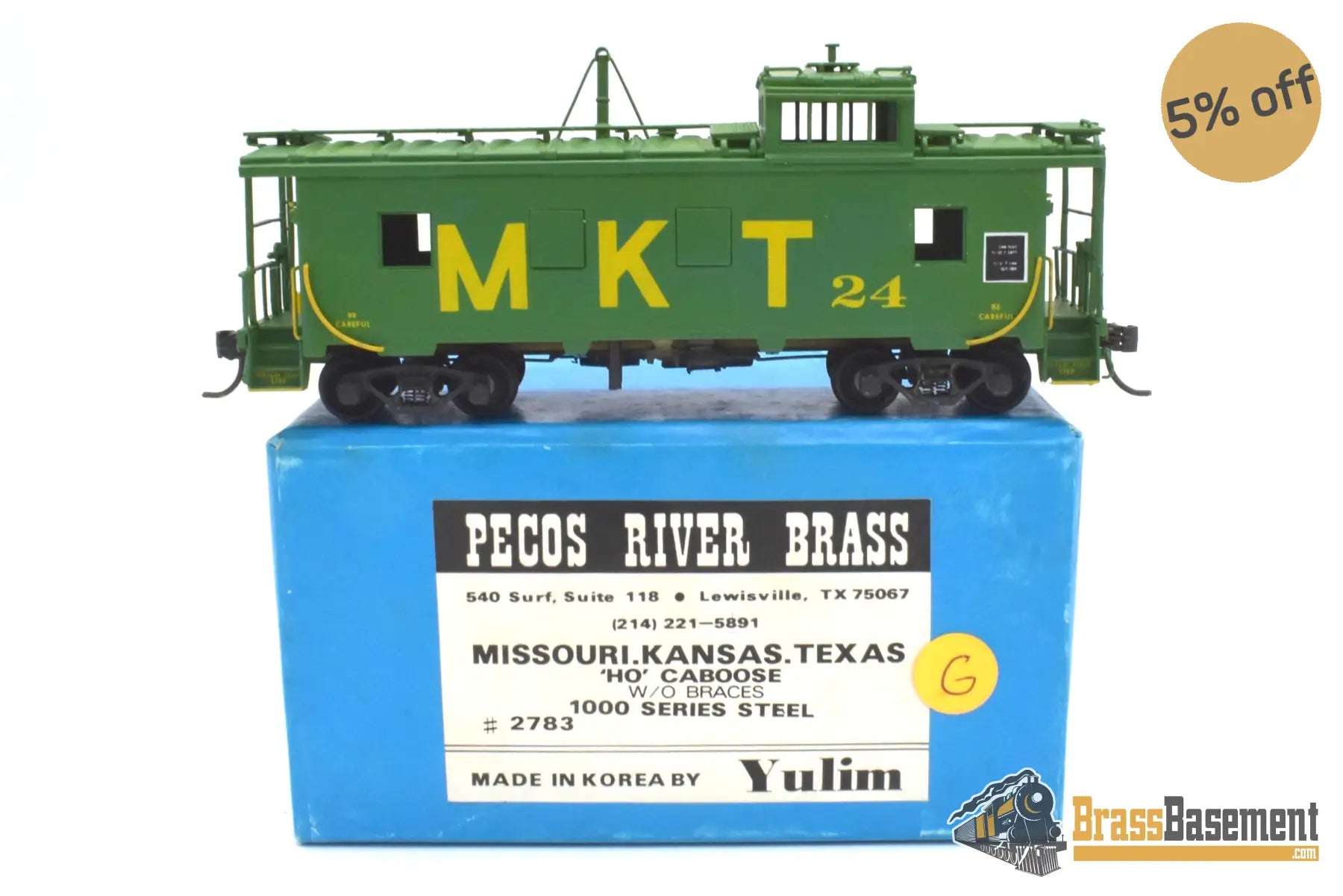 Ho - Pecos River Brass Missouri Kansas Texas Mkt Caboose #24 Cp Green Passenger