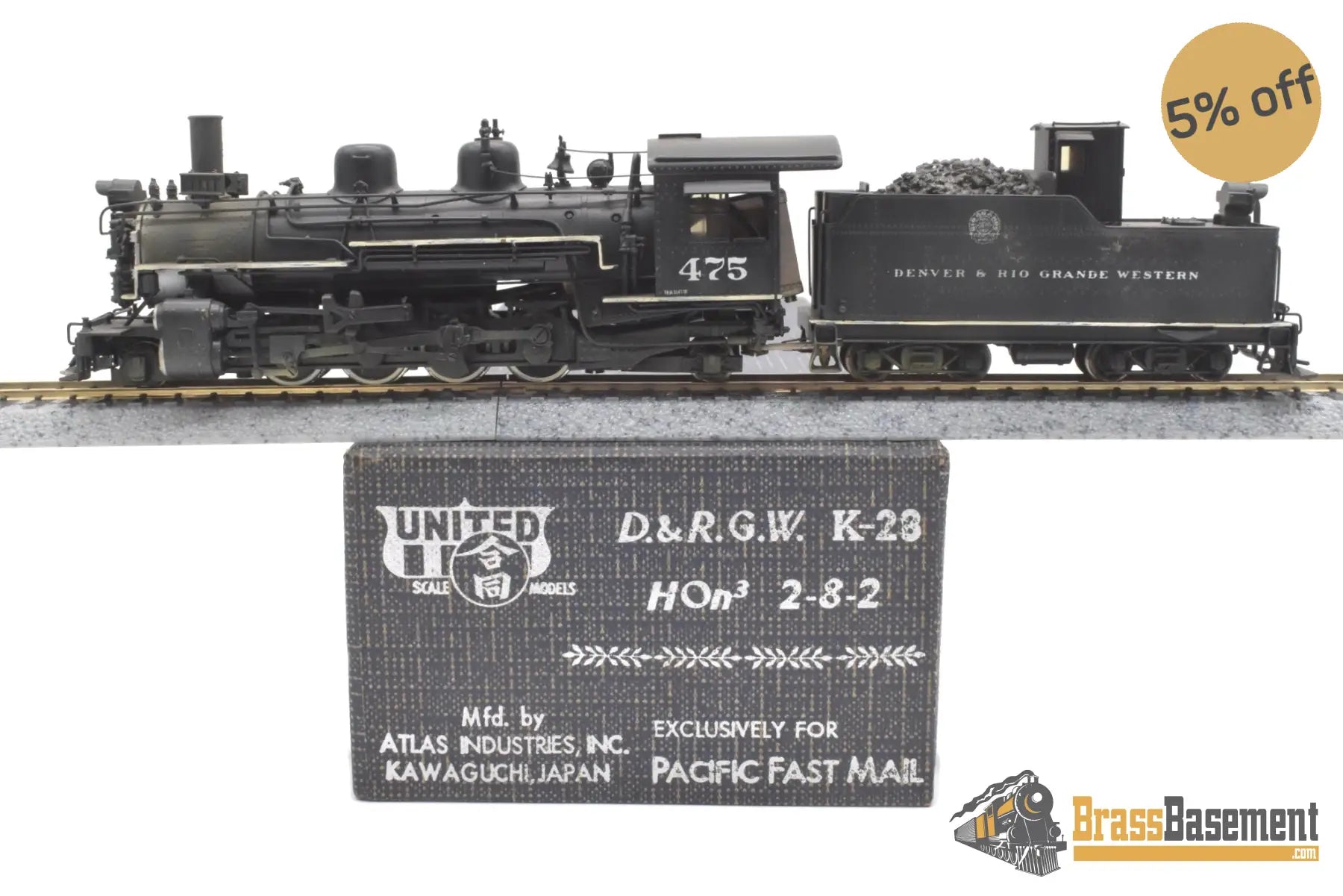 Hon3 Brass - Pfm United D&Rgw Rio Grande K-28 2-8-2 #475 1975 Final Run Cp Steam